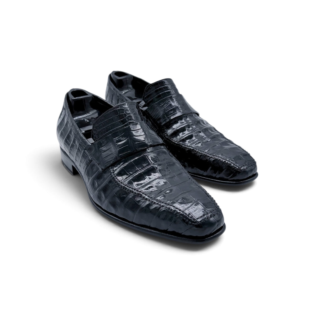 Mocassin Roberto Celk en cuir de crocodile noir