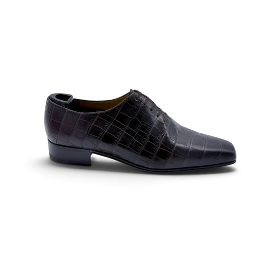 Richelieu Artioli en cuir de crocodile marron foncé