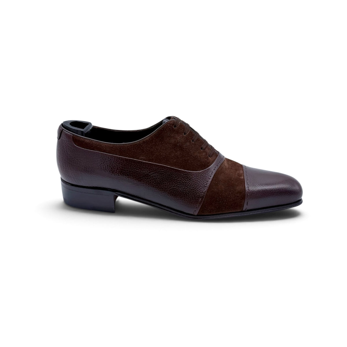 Richelieu Artioli bi-matière en cuir et suede marron foncé