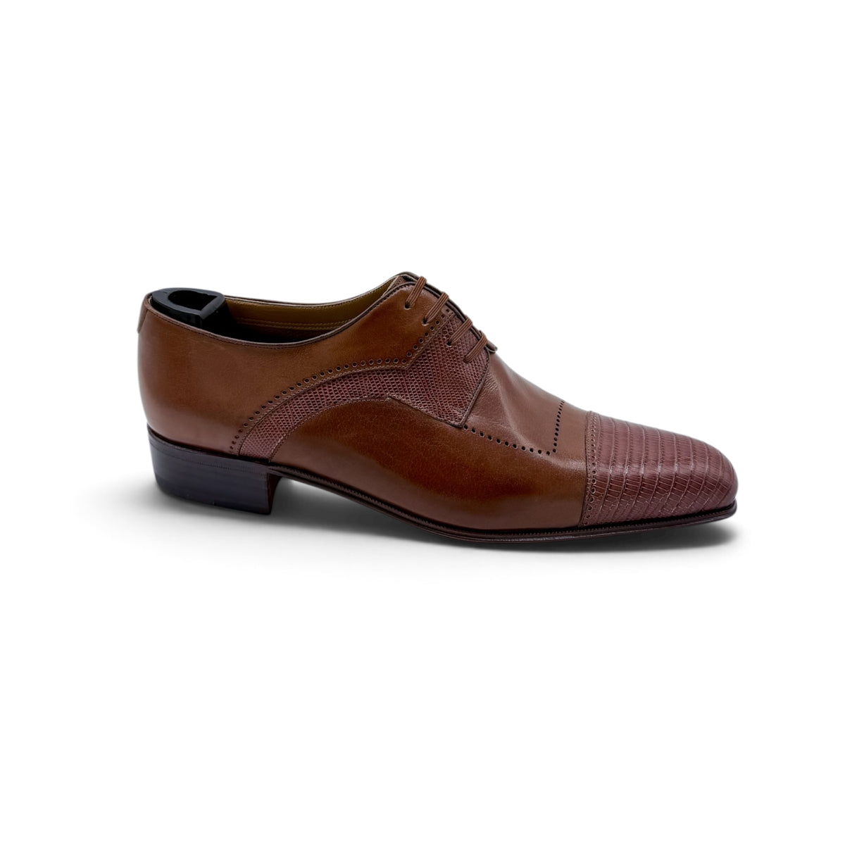 Derby Artioli en cuir et téjus marron