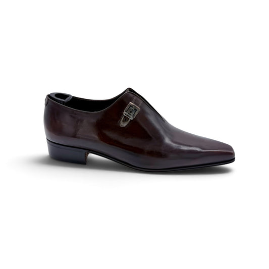 Soulier à boucle argentée Artioli en cuir marron foncé