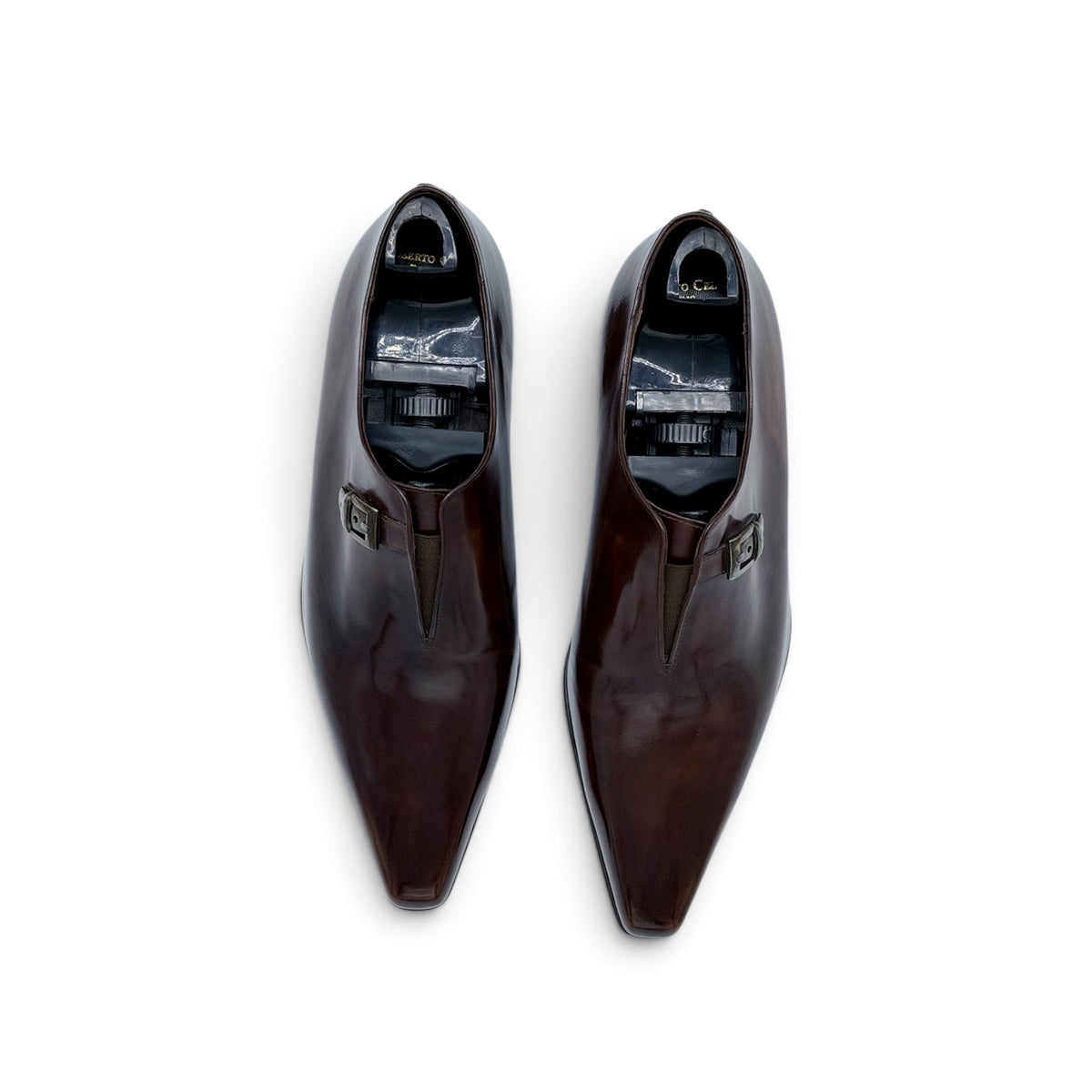 Soulier à boucle argentée Artioli en cuir marron foncé