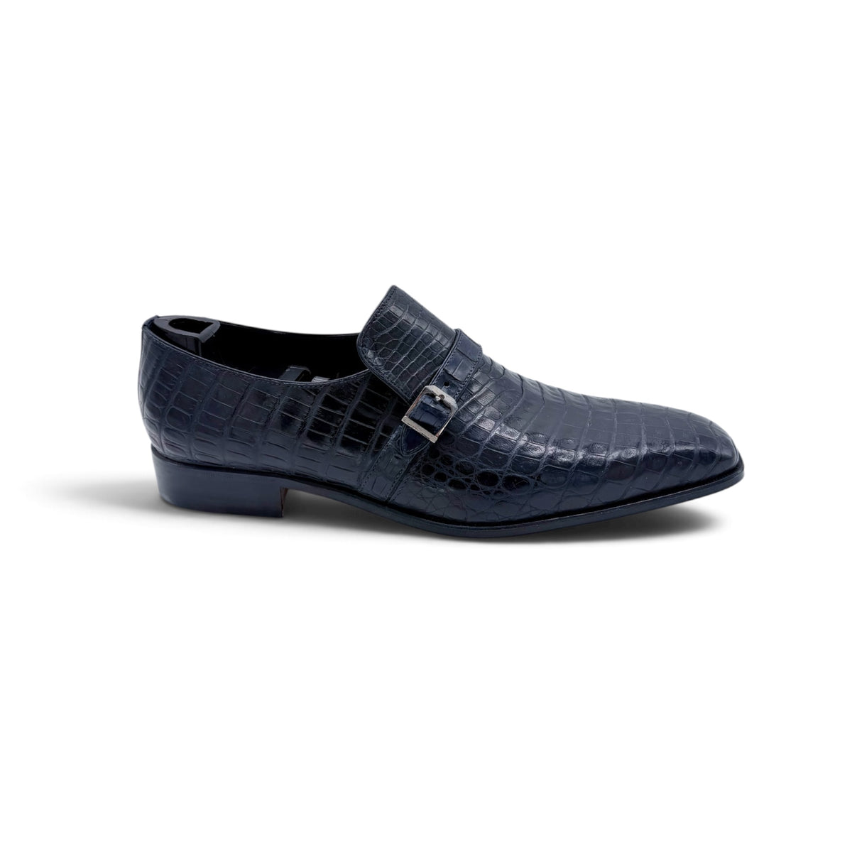 Soulier à boucle argentée Roberto Celk en cuir de crocodile marine