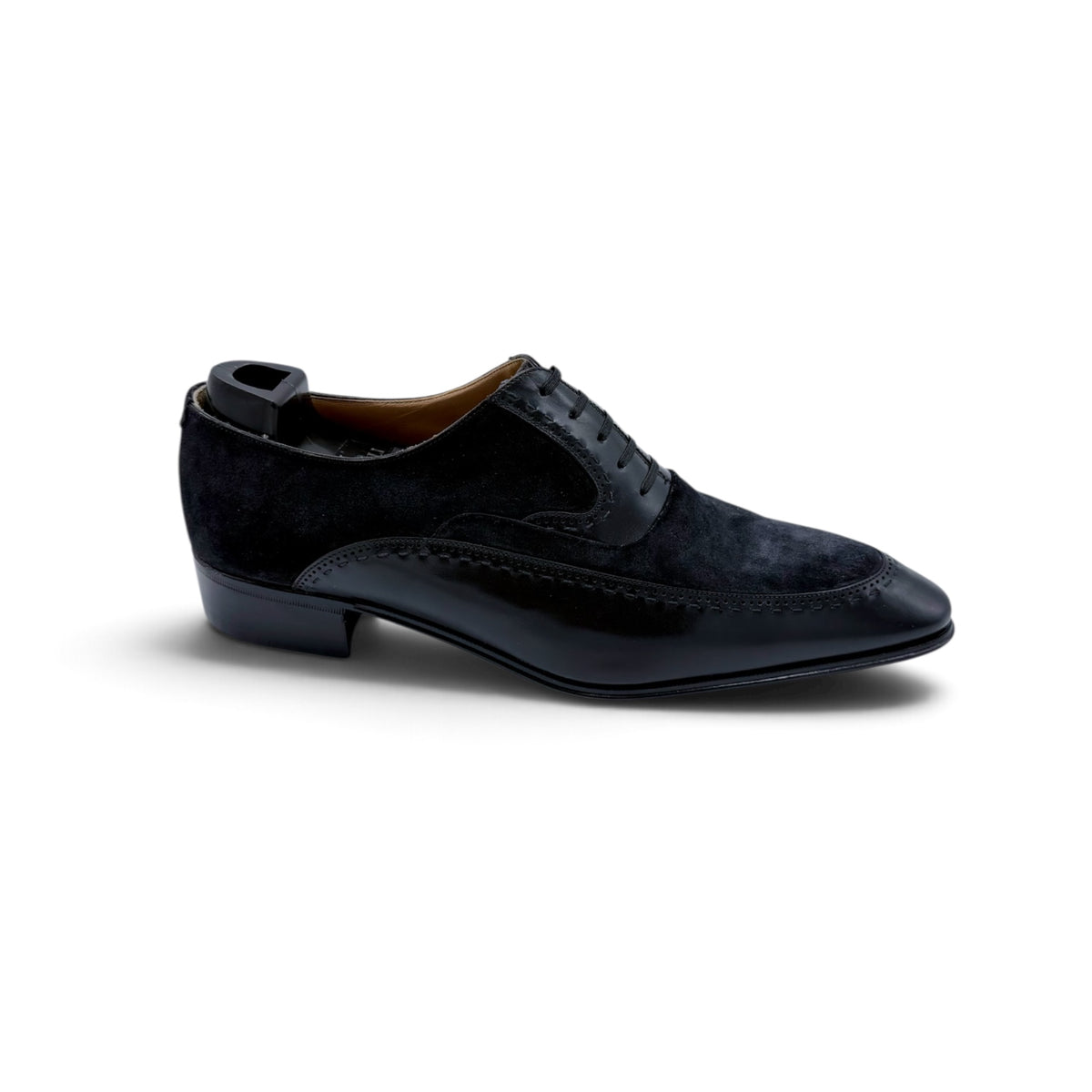 Richelieu Artioli bi-matière en cuir et suede noir
