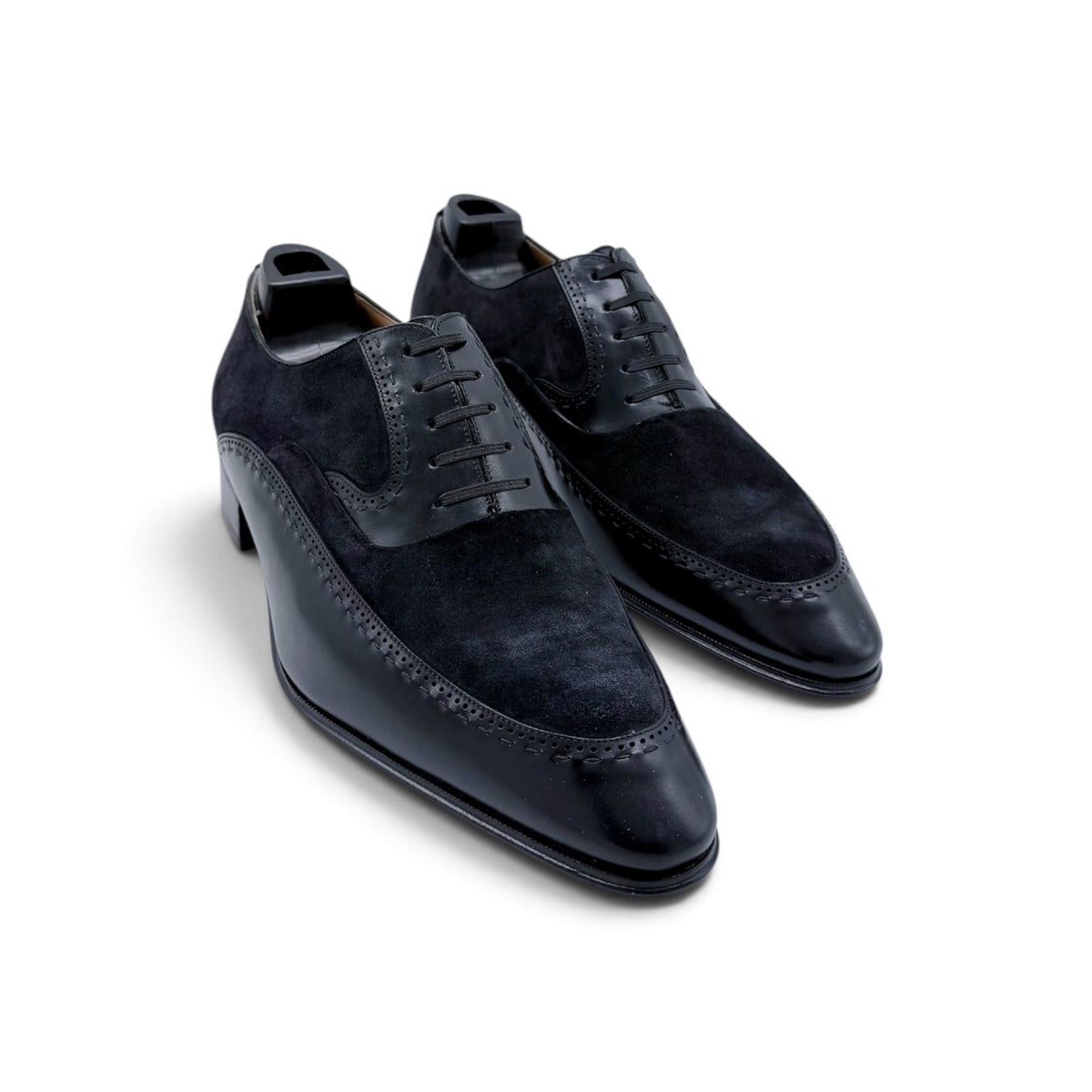 Richelieu Artioli bi-matière en cuir et suede noir
