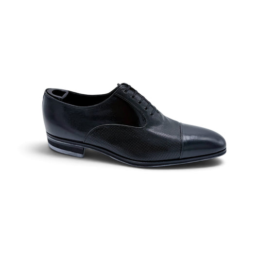 Richelieu Artioli en cuir lisse et perforé noir
