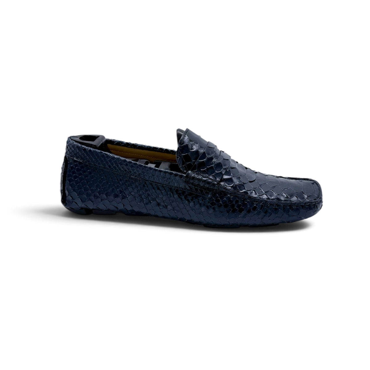 Mocassin car shoe Roberto Celk en cuir de python marine