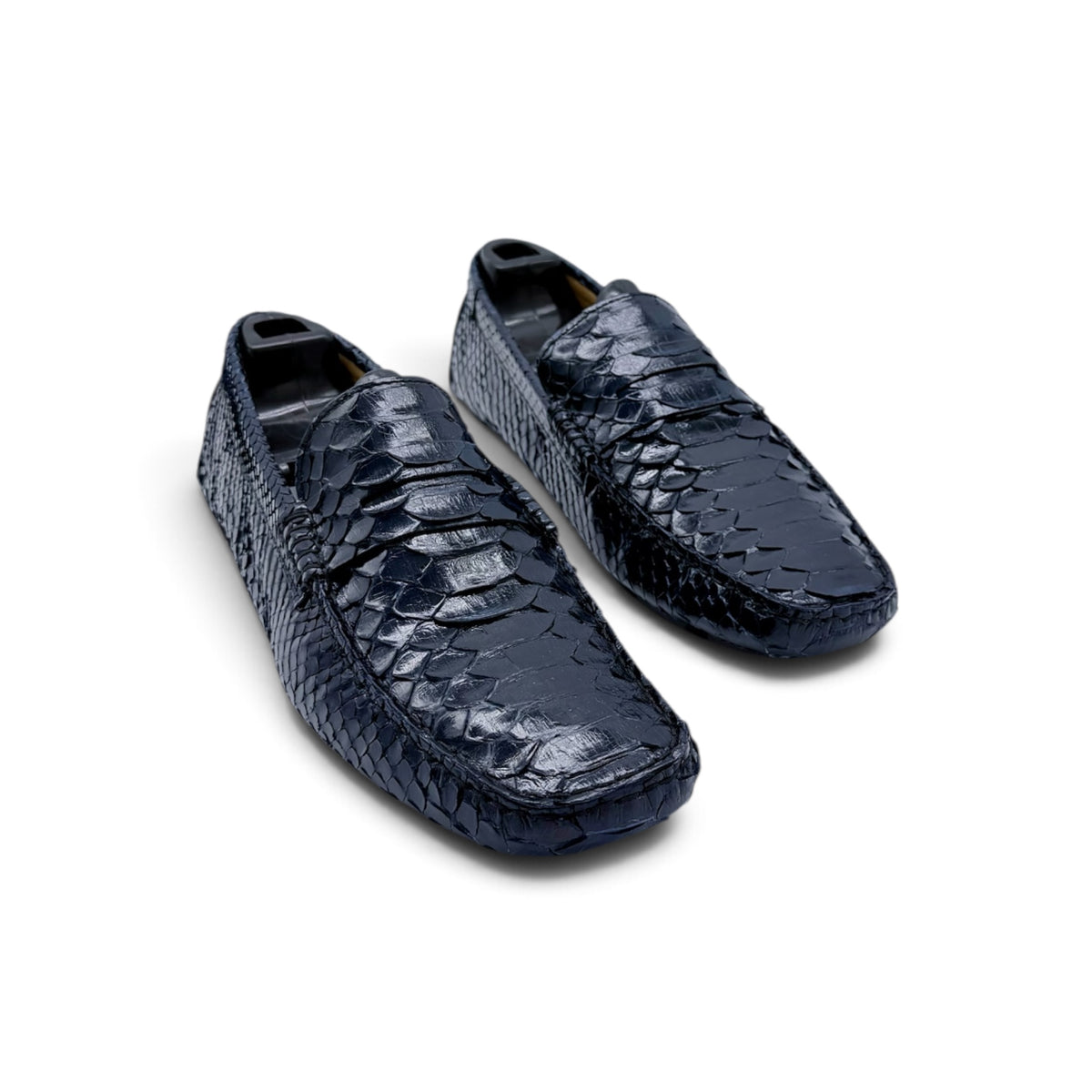 Mocassin car shoe Roberto Celk en cuir de python marine