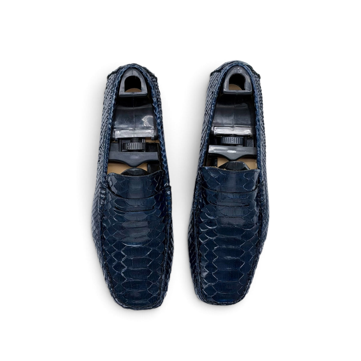 Mocassin car shoe Roberto Celk en cuir de python marine