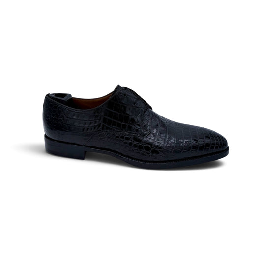 Derby Roberto Celk en cuir de crocodile noir