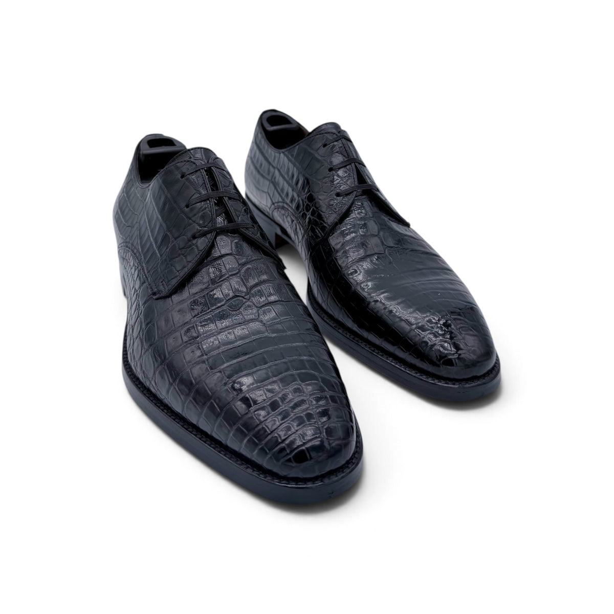 Derby Roberto Celk en cuir de crocodile noir