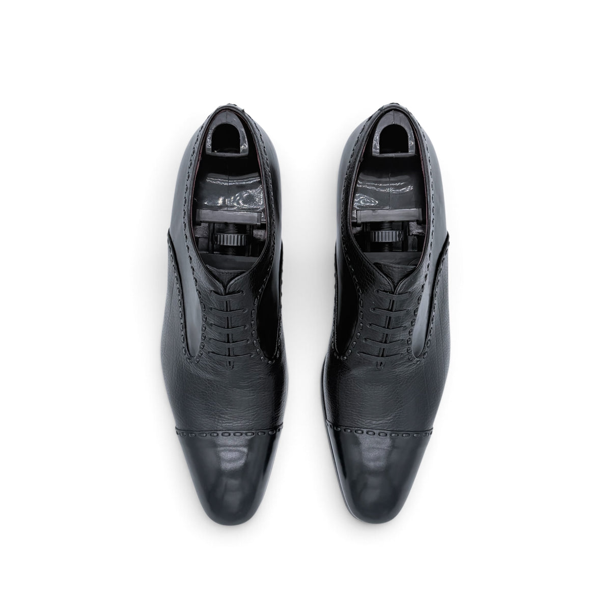 Richelieu Artioli en cuir lisse et grainé avec surpiqûres noir