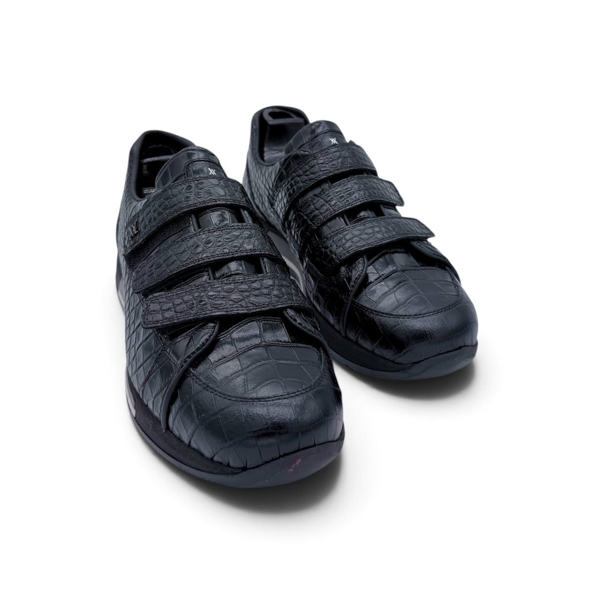 Sneakers Artioli à scratch en cuir de croco noir