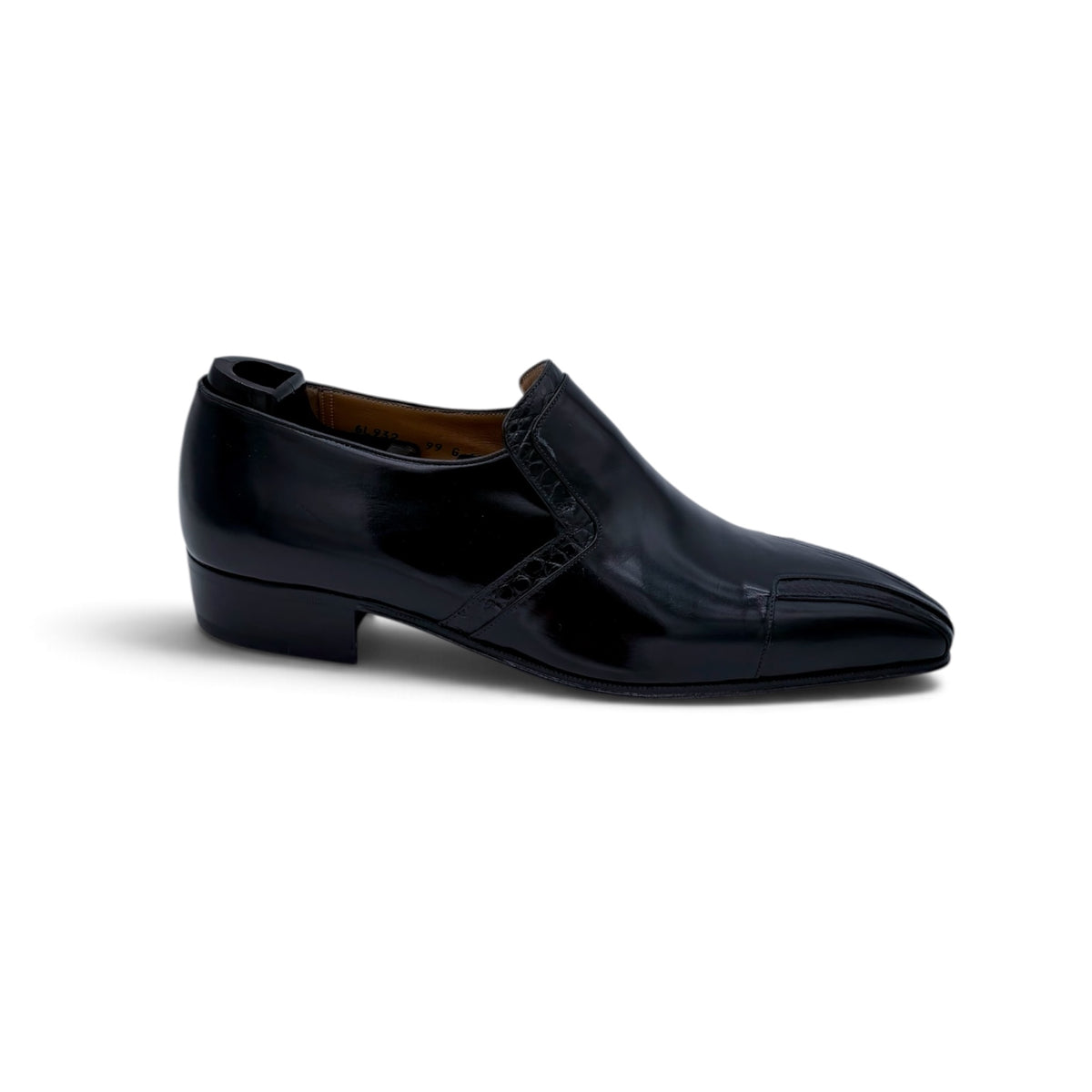 Mocassin Artioli en cuir et cuir de crocodile noir