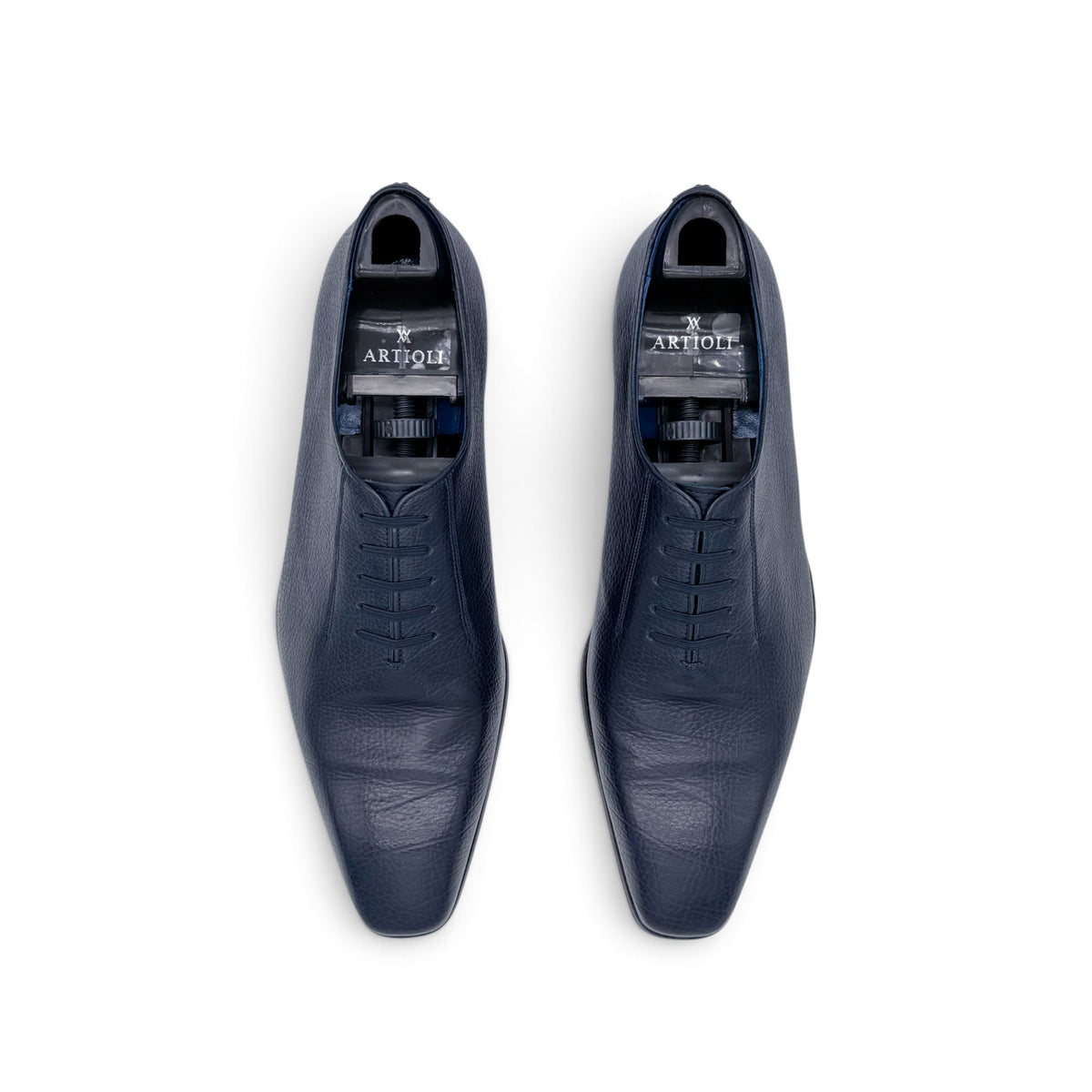 Richelieu Artioli en cuir grainé marine