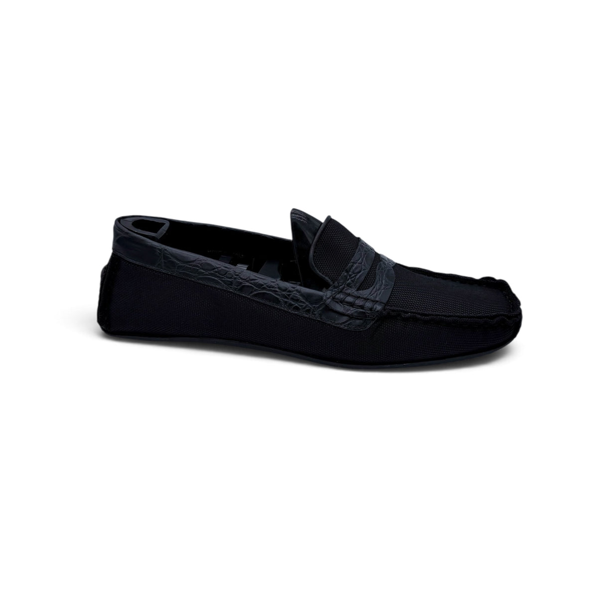 Mocassin car shoe Roberto Celk en nylon et cuire de crocodile