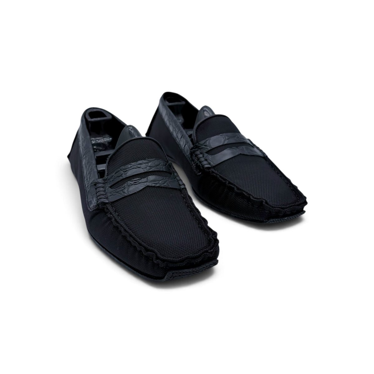 Mocassin car shoe Roberto Celk en nylon et cuire de crocodile