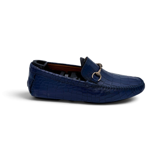 Mocassin car shoe Roberto Celk avec étrier en cuire de crocodile marine