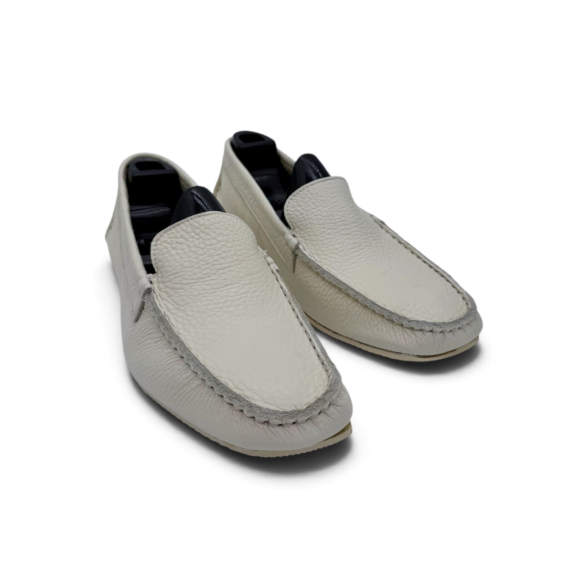 Mocassin car shoe Roberto Celk en cuir grainé beige