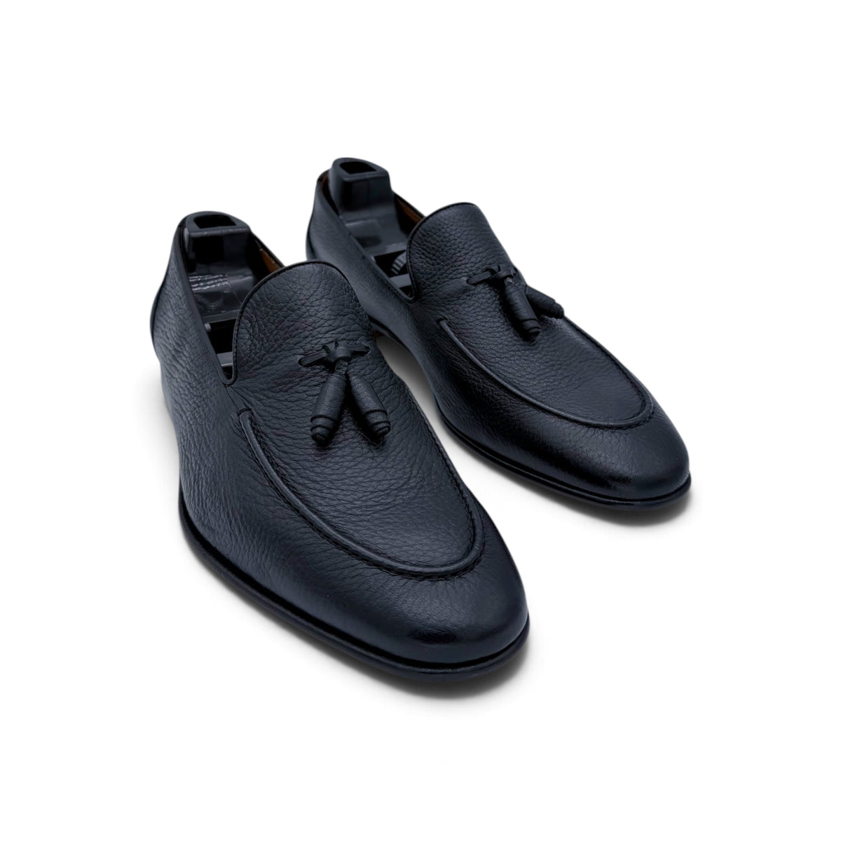 Mocassin Roberto Celk à pompon en cuir grainé noir