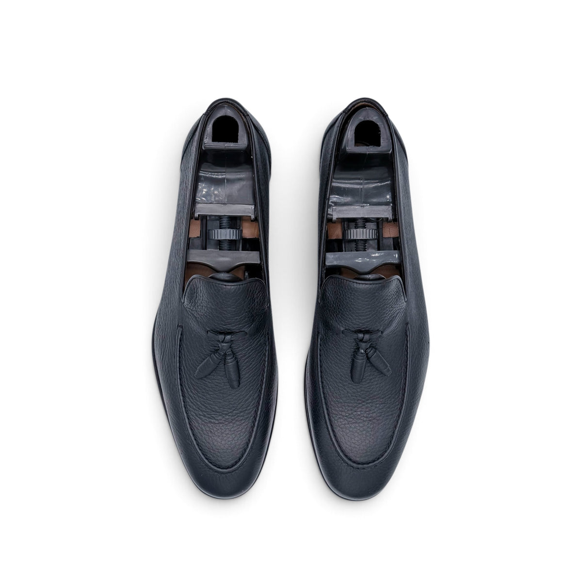 Mocassin Roberto Celk à pompon en cuir grainé noir