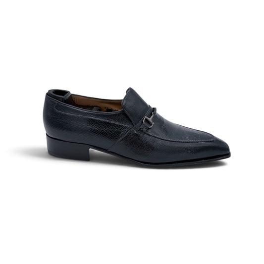 Mocassin Artioli avec étrier en cuir grainé marine