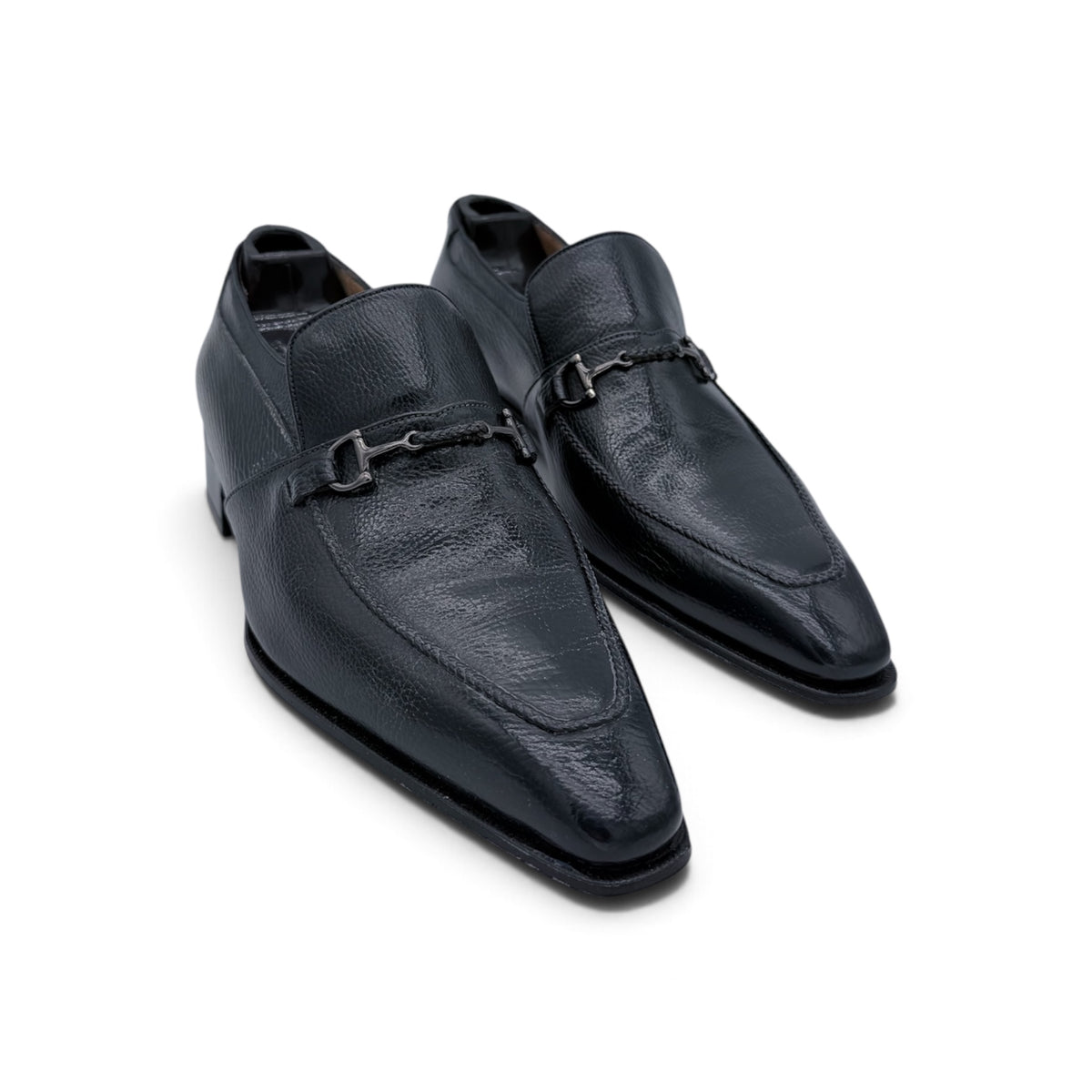 Mocassin Artioli avec étrier en cuir grainé marine