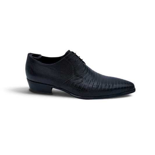Derby Roberto Celk en cuir de téjus noir