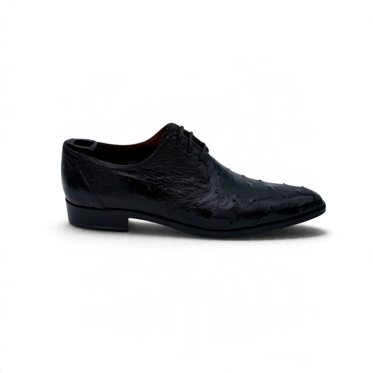 Derby Roberto Celk en cuir d'autruche noir