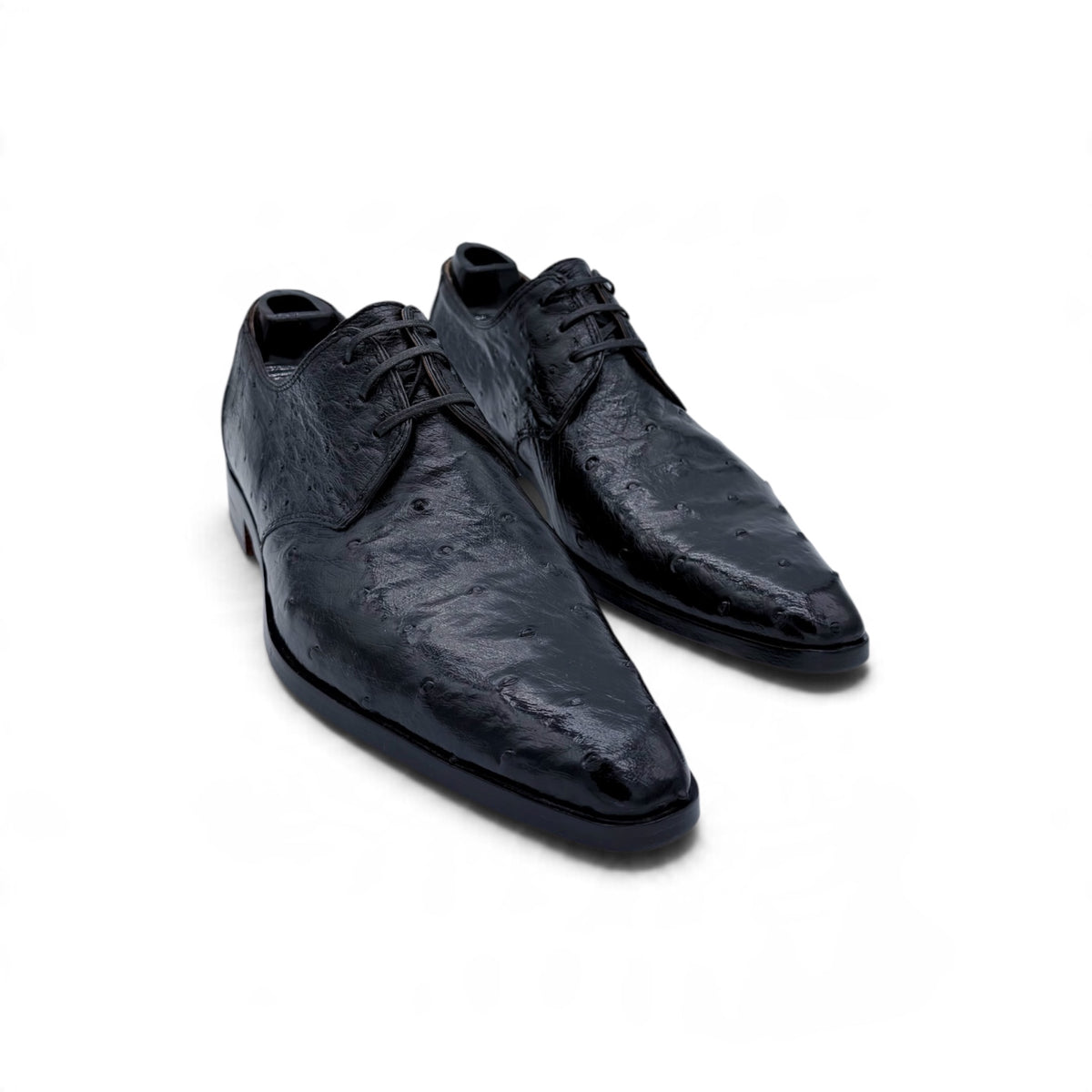 Derby Roberto Celk en cuir d'autruche noir