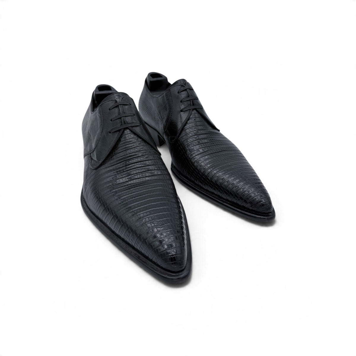 Derby Roberto Celk en cuir de téjus noir