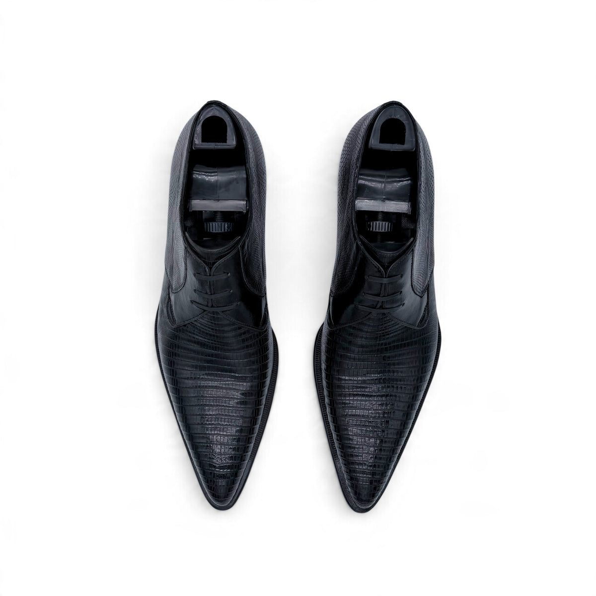 Derby Roberto Celk en cuir de téjus noir