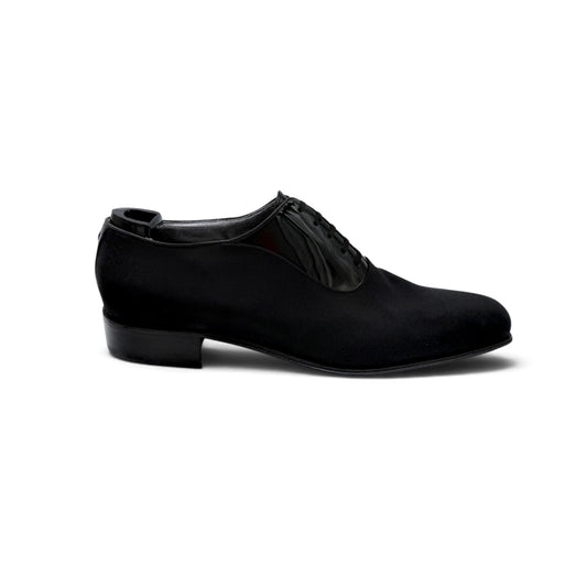 Richelieu Artioli en satin et vernis noir