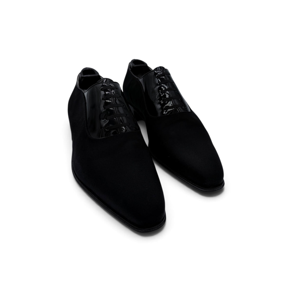 Richelieu Artioli en satin et vernis noir
