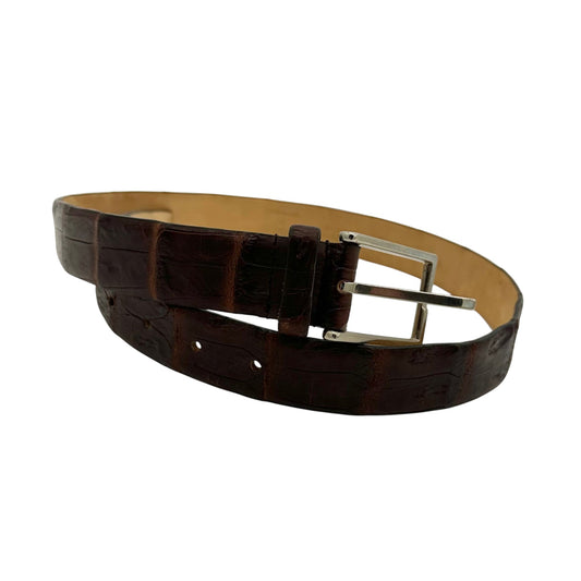 Ceinture Roberto Celk en crocodile marron foncé