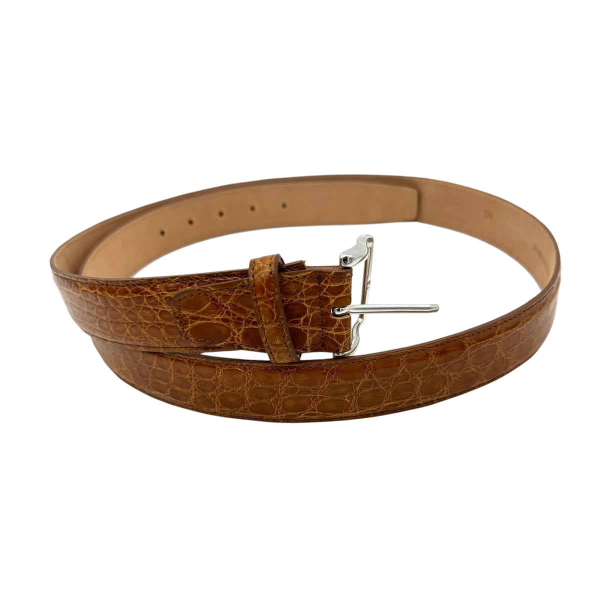 Ceinture Roberto Celk en crocodile marron clair