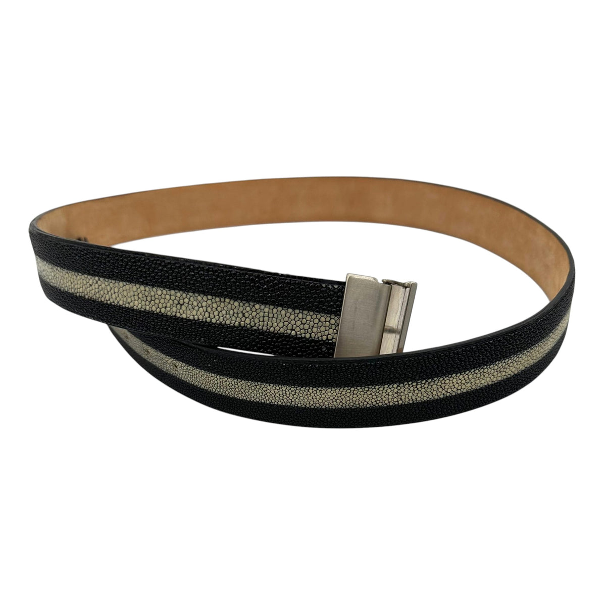 Ceinture Roberto Celk en galuchat noir et blanc
