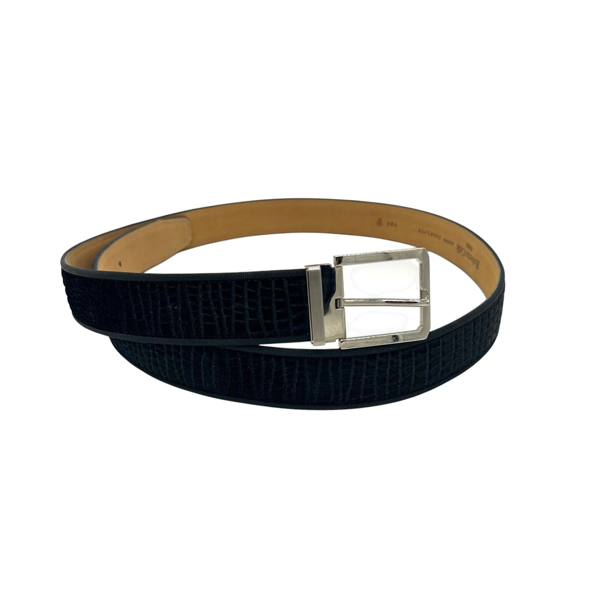 Ceinture Roberto Celk en velours impression crocodile noir