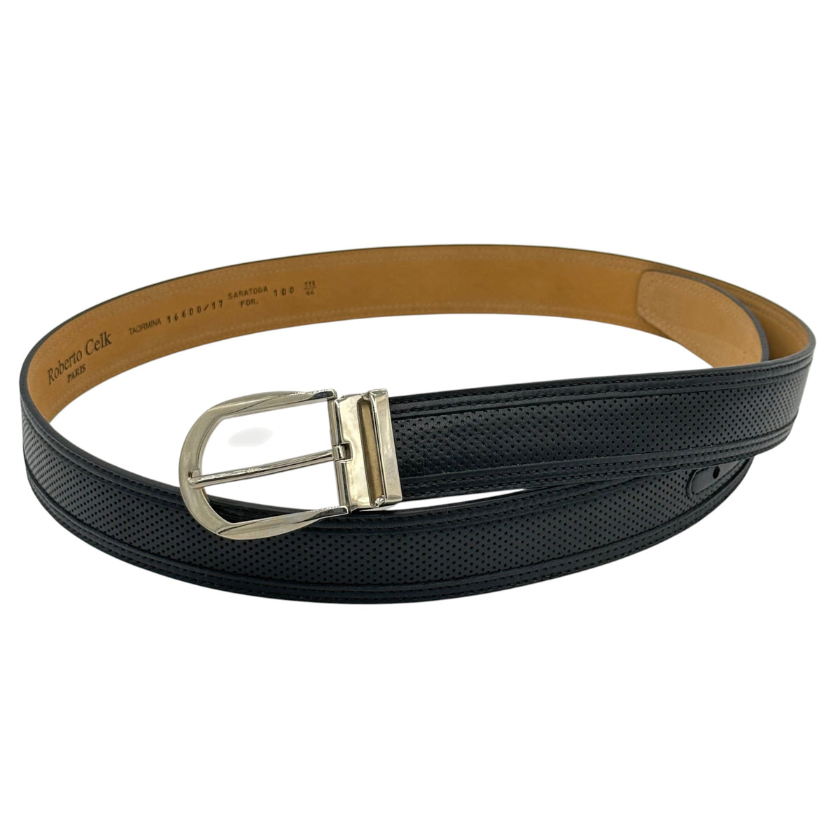 Ceinture Roberto Celk en cuir et perforation noir