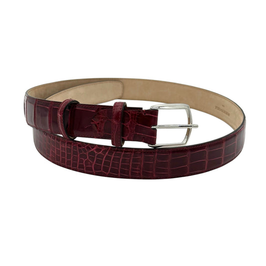 Ceinture Roberto Celk en crocodile bordeaux avec boucle en argent