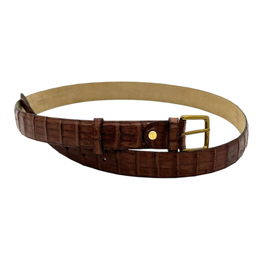Ceinture Roberto Celk en crocodile marron clair avec boucle en or