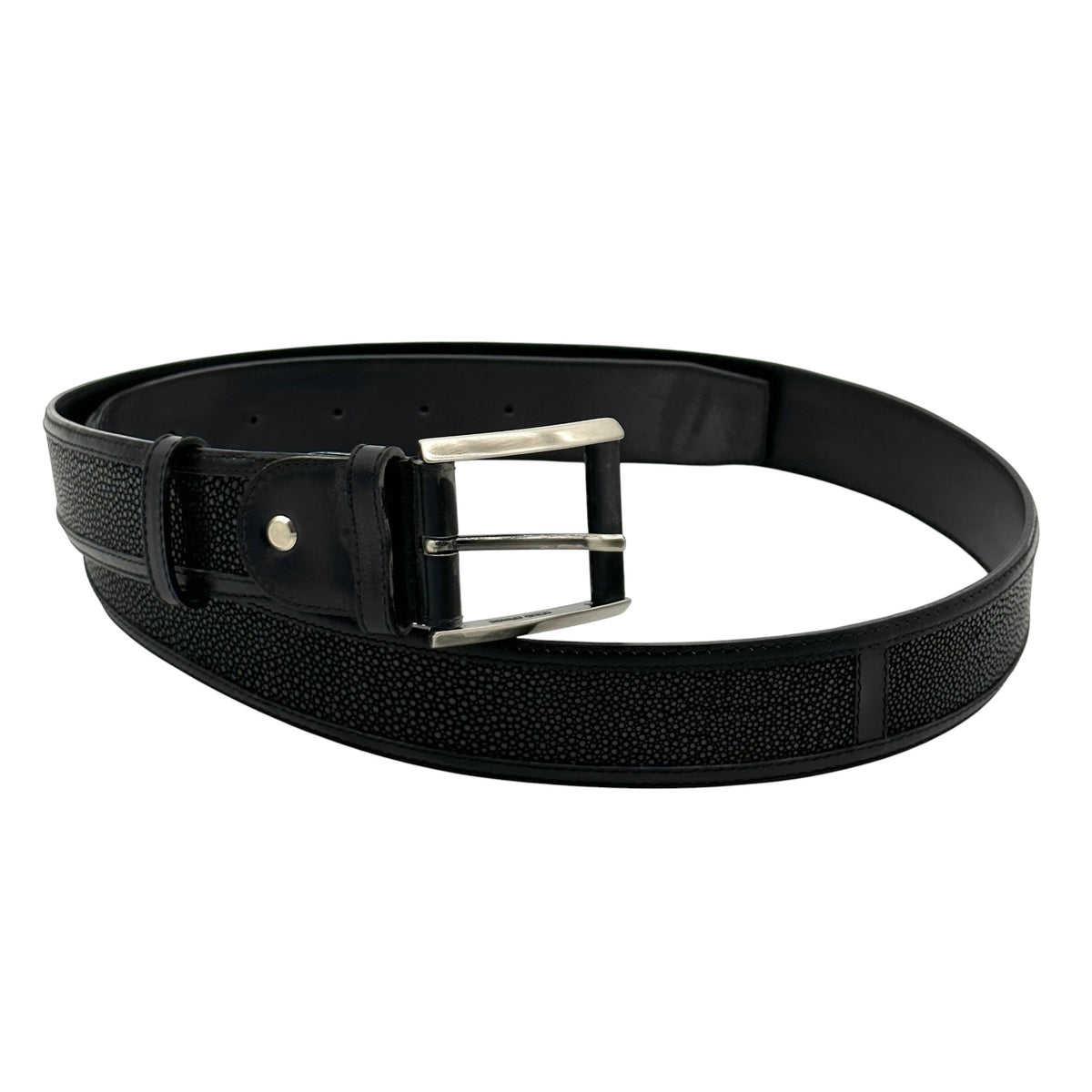 Ceinture Roberto Celk en galuchat et cuir noir