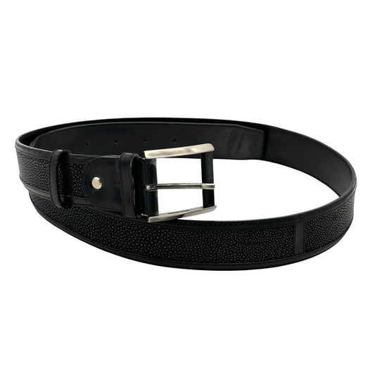 Ceinture Roberto Celk en galuchat et cuir noir