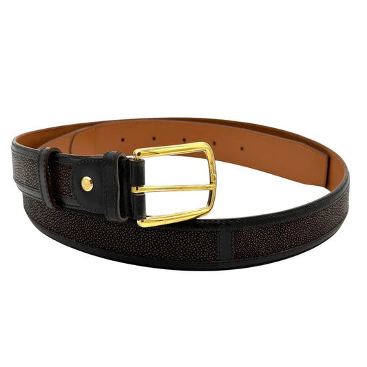 Ceinture Roberto Celk en galuchat et cuir marron