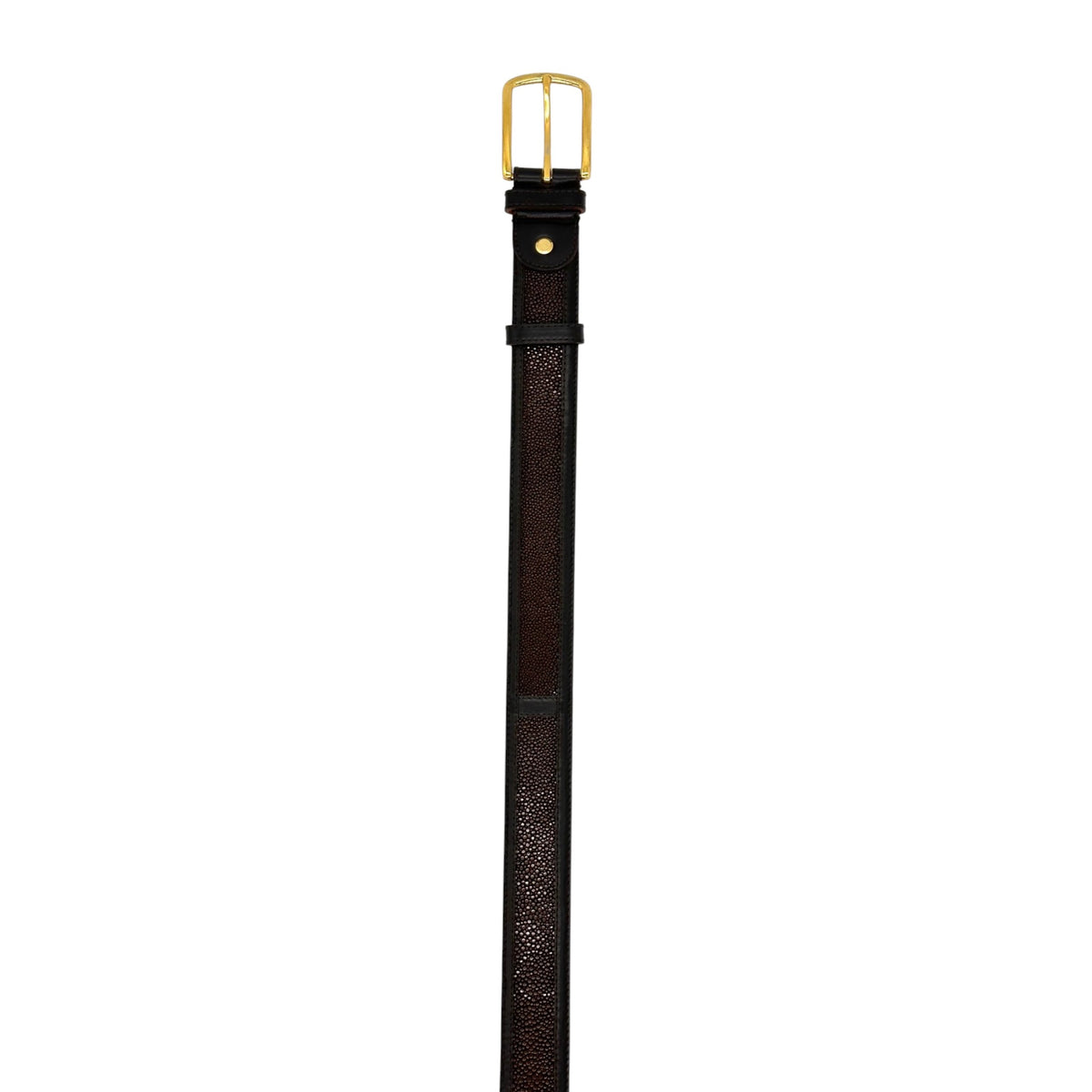 Ceinture Roberto Celk en galuchat et cuir marron
