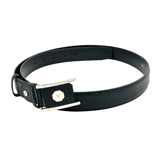 Ceinture Artioli en autruche noir avec boucle en argent
