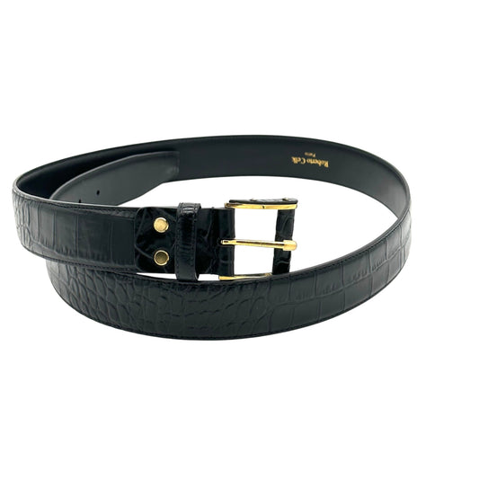 Ceinture Roberto Celk en crocodile noir avec boucle en or