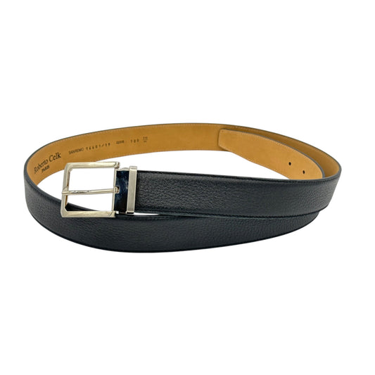 Ceinture Roberto Celk en cuir noir avec boucle en argent