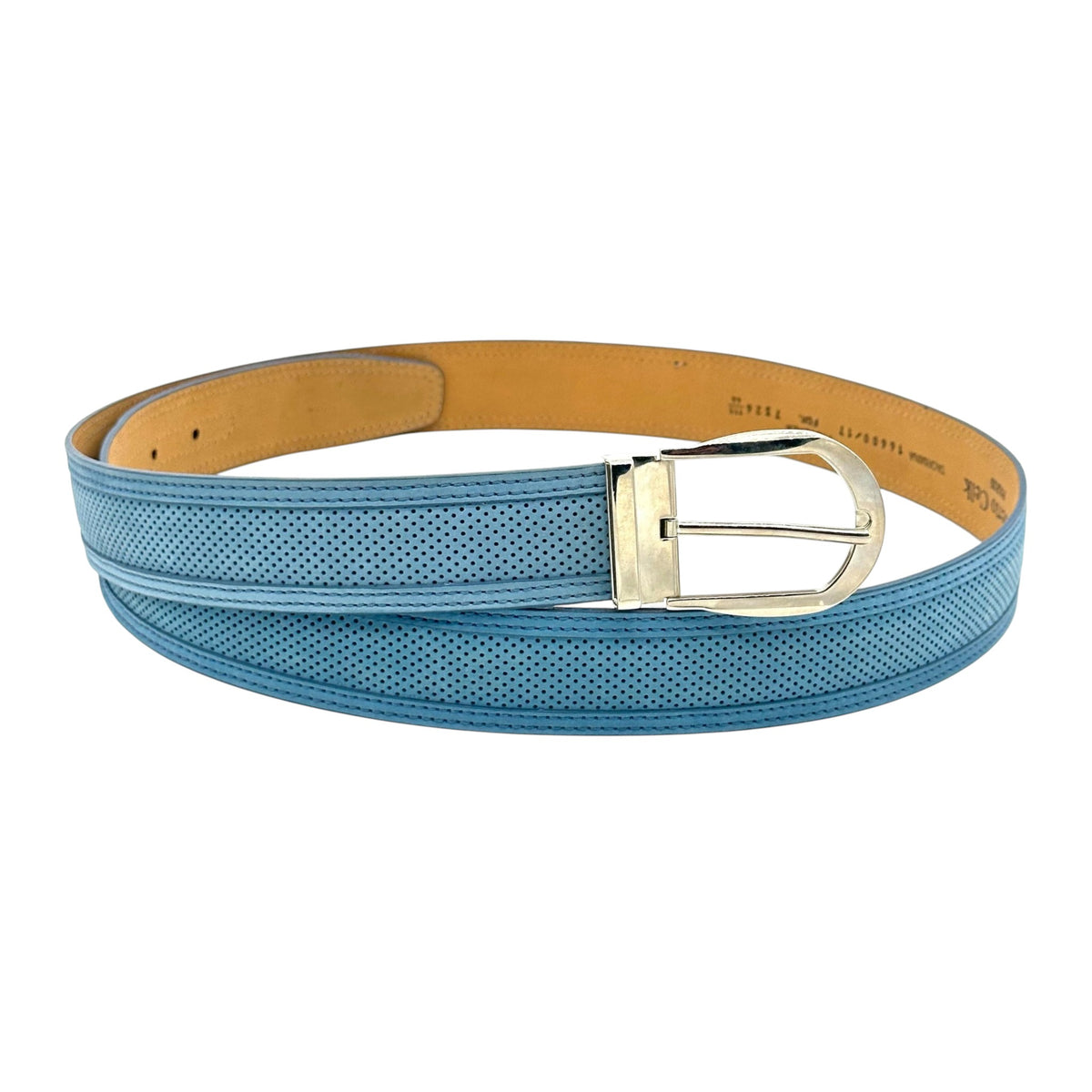 Ceinture Roberto Celk en Suède bleu clair et perforation