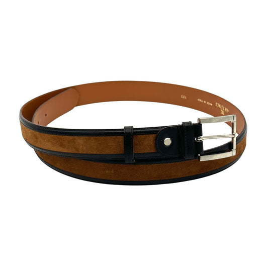 Ceinture Artioli en cuir marron foncé et en Suède marron clair